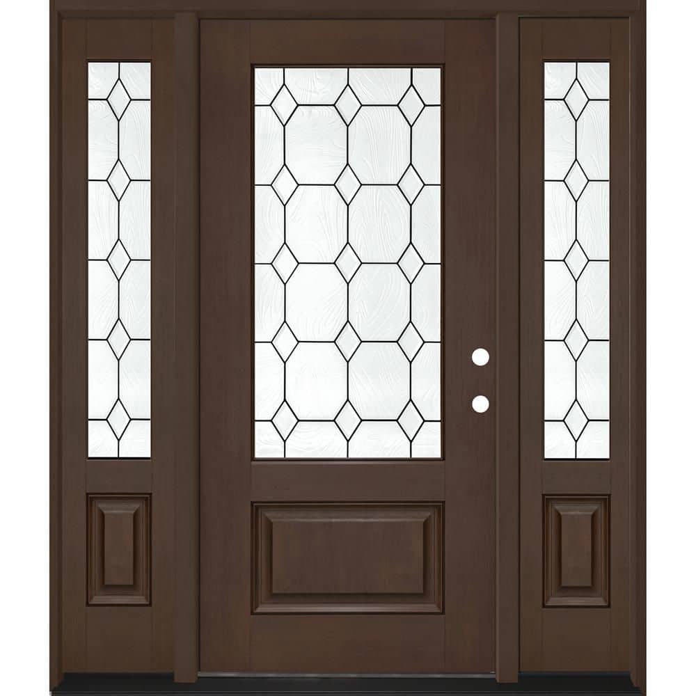 Regency 68 x 80 in. 3/4L Marquise Glass LHIS Hickory Mahogany Fiberglass Prehung Front Door w/14in. - 3/4 SLs 6-9/16 price history on PriceWatchPro