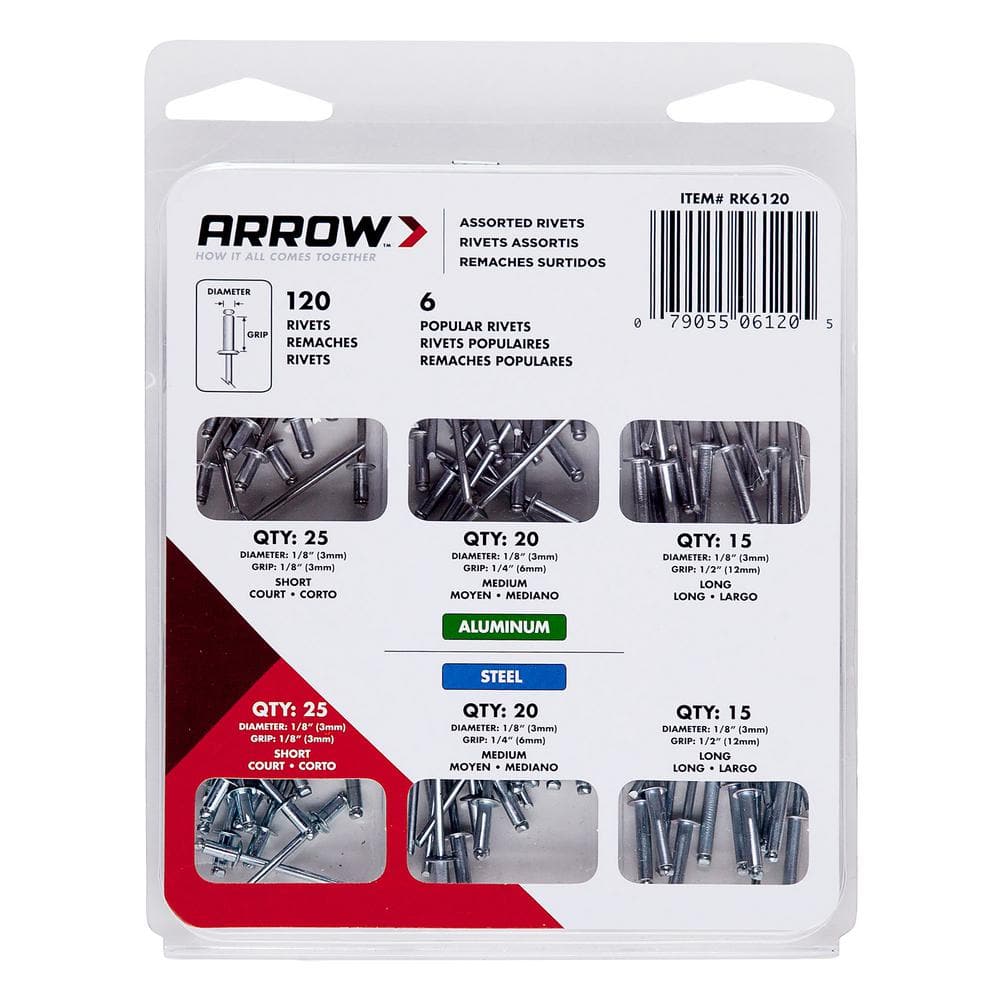 Arrow Rivet Kit (120-Piece) RK6120 - The Home Depot
