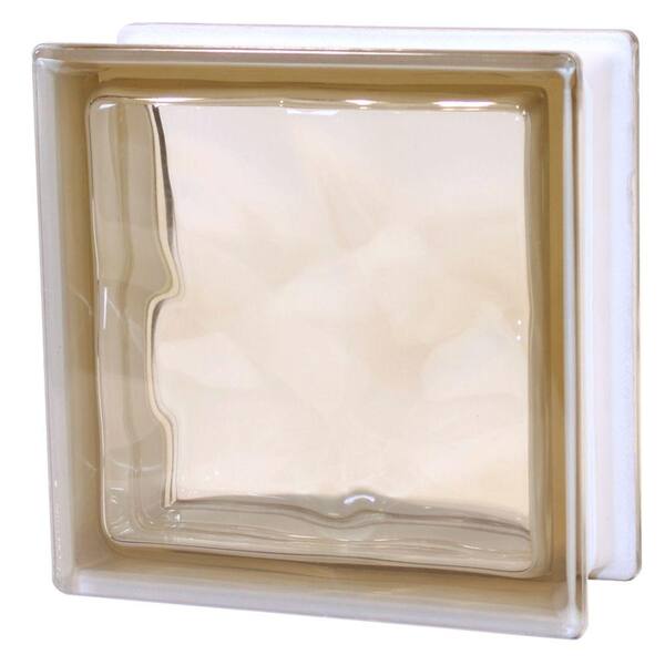 TAFCO WINDOWS 7-1/2 in. x 7-1/2 in. x 3-1/8 in. Wave Pattern Brown Color Glass Block 5/CA