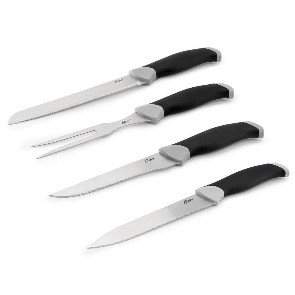 Oster Lindbergh 22 Piece Stainless Steel Cutlery Set with Storage Block in Black