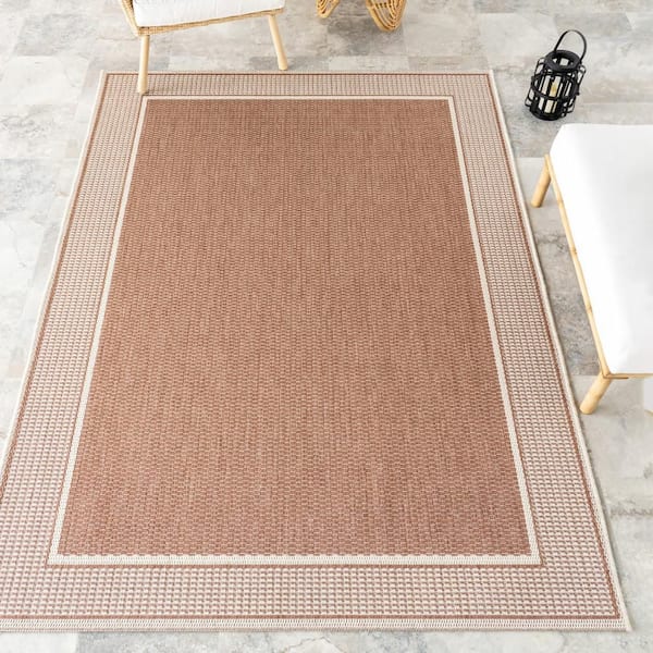 Gris Contemporary Brown 4 ft. x 6 ft. Outdoor Area Rug
