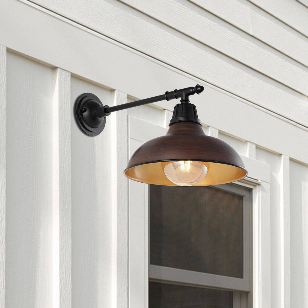 Wallace 12.25" Industrial Black and Copper Metal Sconce