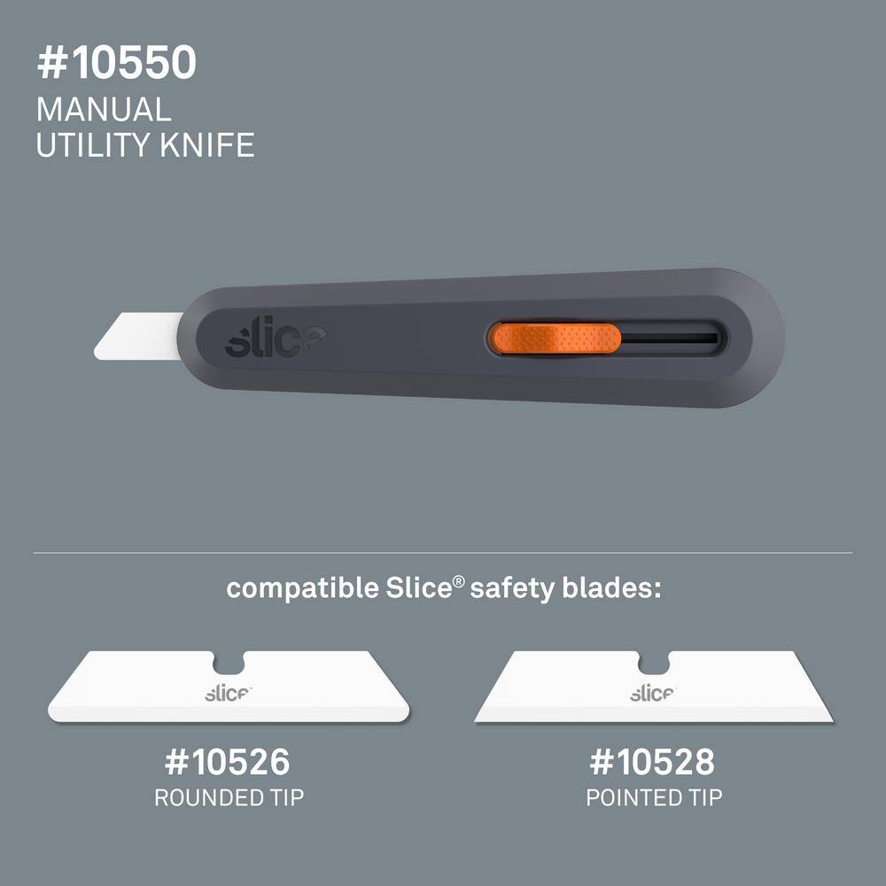 Slice 10550 Manual Utility Knife | Essential Home & Work Knife For Safe & Effective Cutting | Finger-Friendly Safety Blade