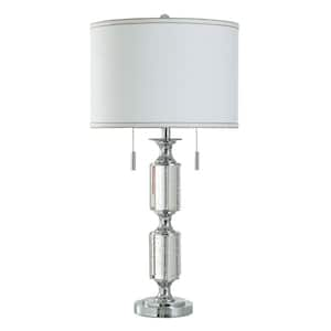 32 in. Clear Table Lamp with White Linen Shade