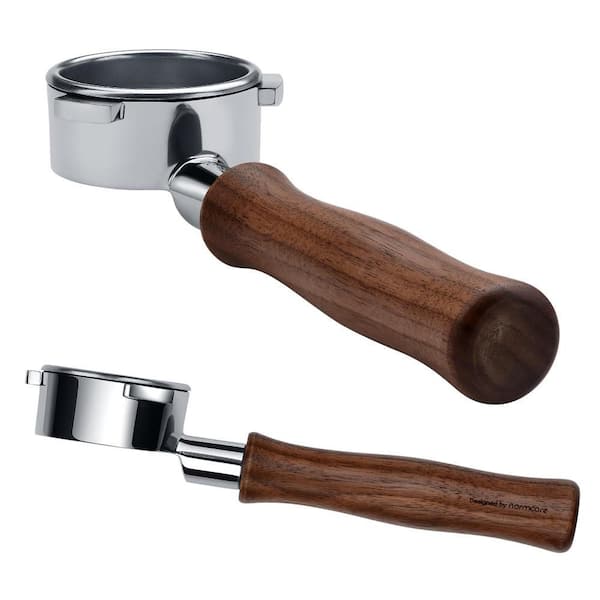 54mm Bottomless Portafilter with 18g Filter Basket, Aluminum handle, Fits Breville Sage Barista Express Machines, Brown