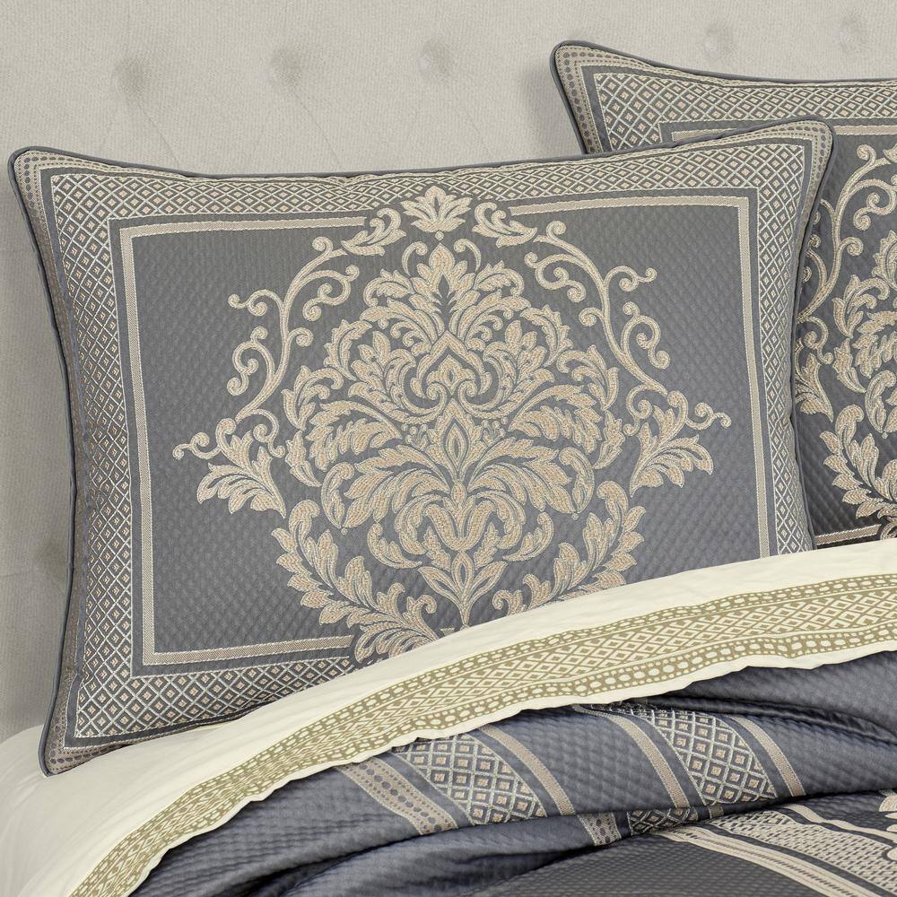 French Blue Jacquard Queen 4-Piece Comforter Set