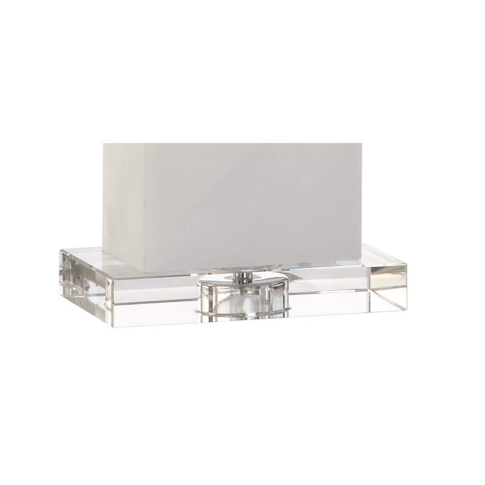 27" White Alabaster Table Lamp with Linen Shade