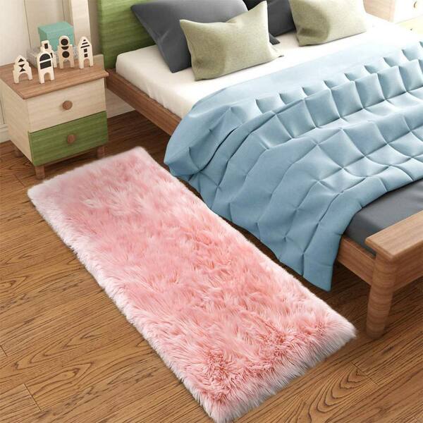 Latepis Sheepskin Faux Fur Light Pink 10 ft. x 12 ft. Cozy Fluffy Rugs Area  Rug YMPRC1012 - The Home Depot