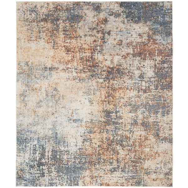 Nourison Astra Machine Washable 9 ft. x 12 ft. Multicolor Abstract Contemporary Area Rug