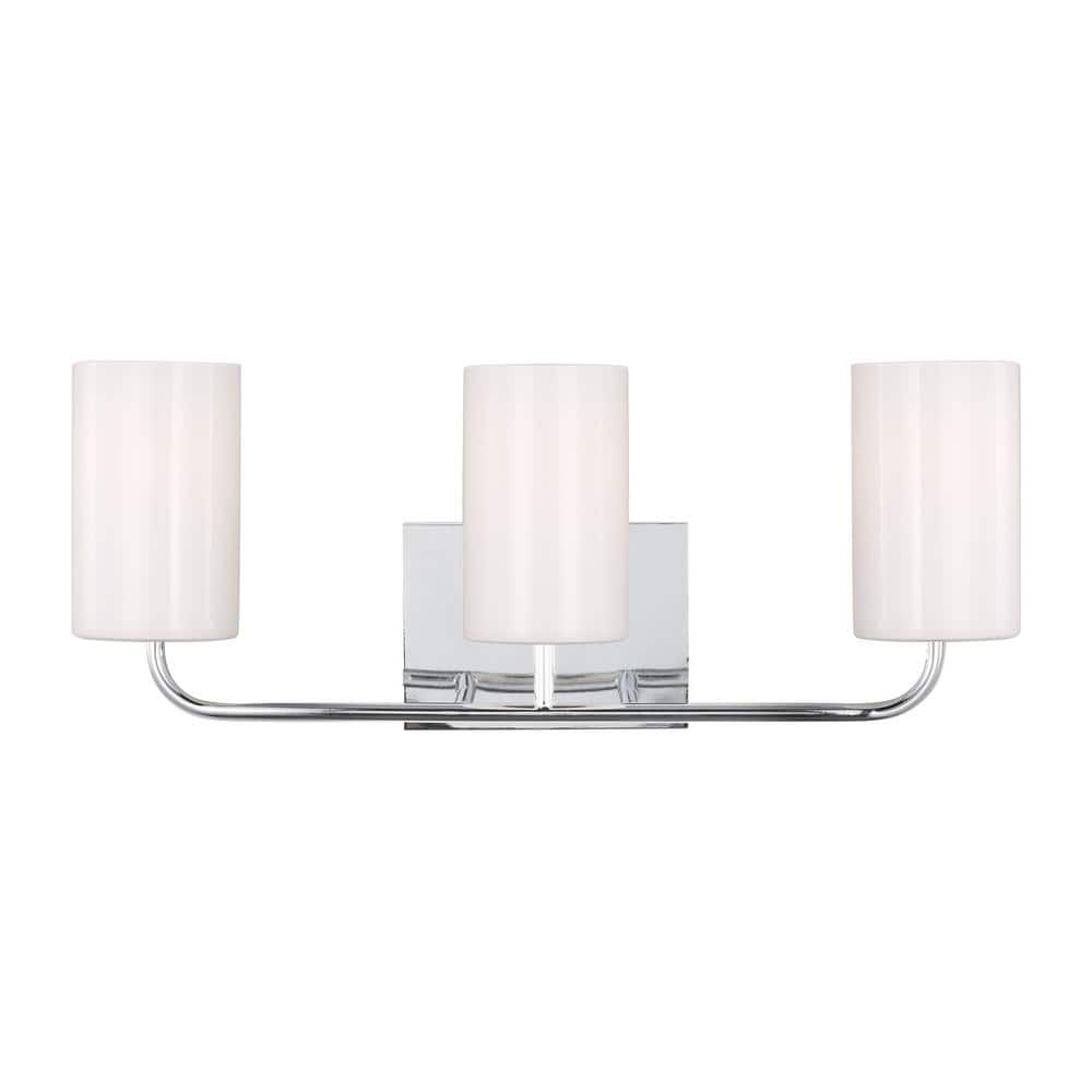 Grant Park Large 22 in. 3-Light Chrome Vanity Light with Clear White Glass Shades price history on PriceWatchPro