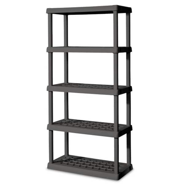 Sterilite 75.2 in. Heavy-Duty Durable 5-Shelf Ventilated Shelving Unit, Gray