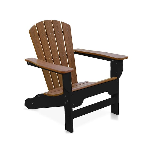 DUROGREEN Boca Raton Black with Antique Mahogany Recycled Plastic Adirondack Chair