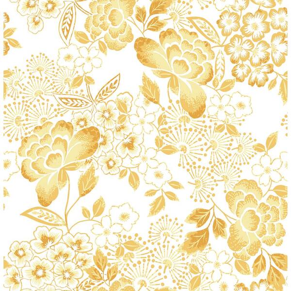 A-Street Prints Irina Yellow Floral Blooms Wallpaper