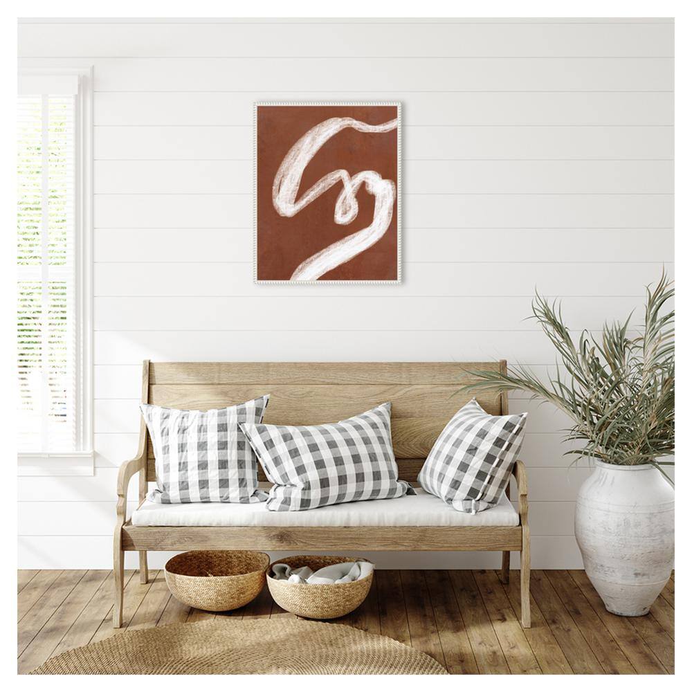 Phantom Thread I Abstract Brown and White Canvas Art with Beaded Frame