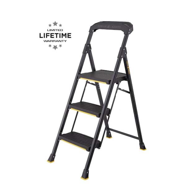 Gorilla Ladders 3-Step Pro-Grade Steel Step Stool, 300 lbs. Load Capacity Type IA Duty Rating (9ft. Reach Height)
