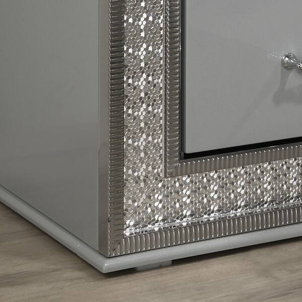 Furniture of America Curton Metallic Gray 2-Drawer 25 in. W