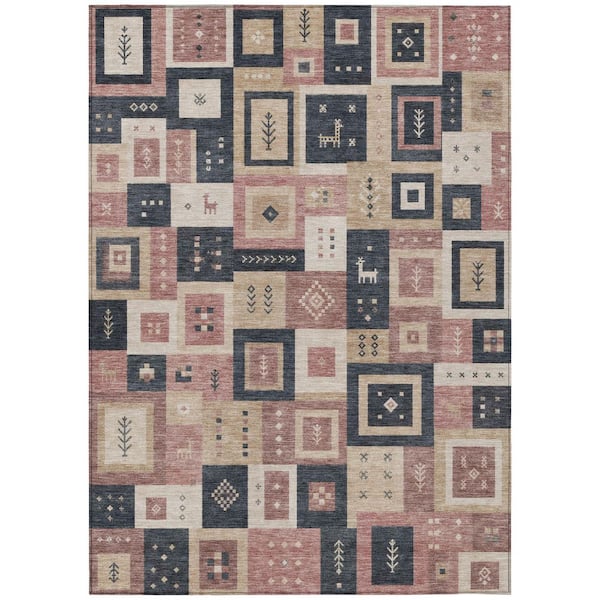Chantille Machine Washable Indoor/Outdoor Abstract ACN3142 Mauve 9 ft. x 12 ft. Area Rug