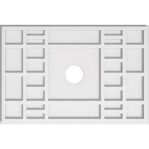 Ekena Millwork 24 in. W x 16 in. H x 3 in. ID x 1 in. P Beaux Architectural Grade PVC Contemporary Ceiling Medallion