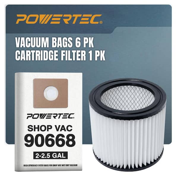 2-2.5 Gal. 90668 Filter Bags Type B & 90398 Cartridge Filter Type AA, Fits Most 4 Gal. and Less Shop-Vac Wet Dry Vacuum