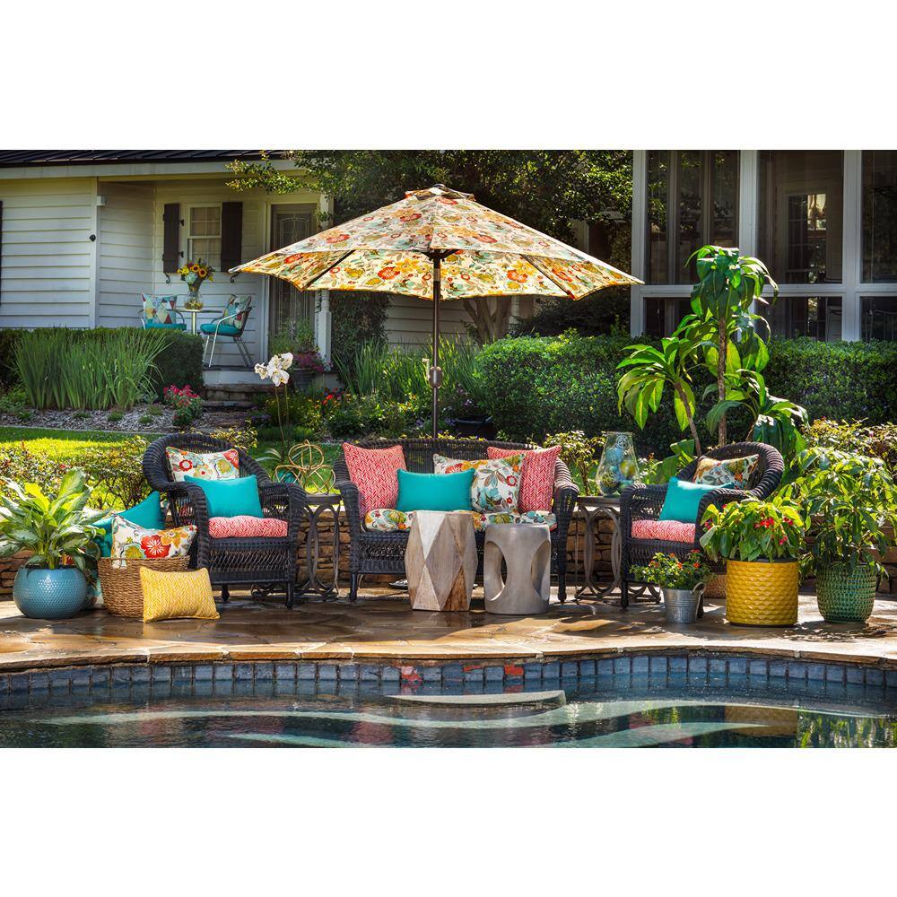 Ivory Floral Embroidered Indoor/Outdoor Throw Pillow Set