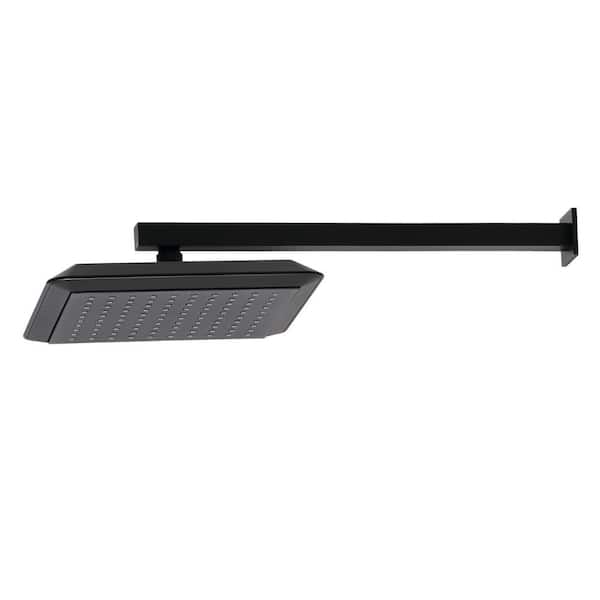 Kingston Brass Claremont 1-Spray Patterns 9-5/8 in. Square Wall Mount Fixed Shower Head with Shower Arm in Matte Black