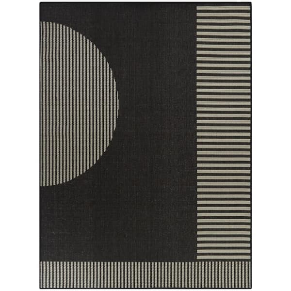 Dennison Charcoal 5 ft. x 7 ft. Geometric Indoor/Outdoor Area Rug
