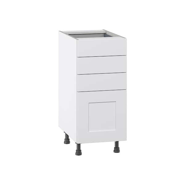 Roseland 15 in. W x 24 in. D x 34.5 in. H Assembled Shaker Drawer Base Kitchen Cabinet in Warm White with 4 Drawers