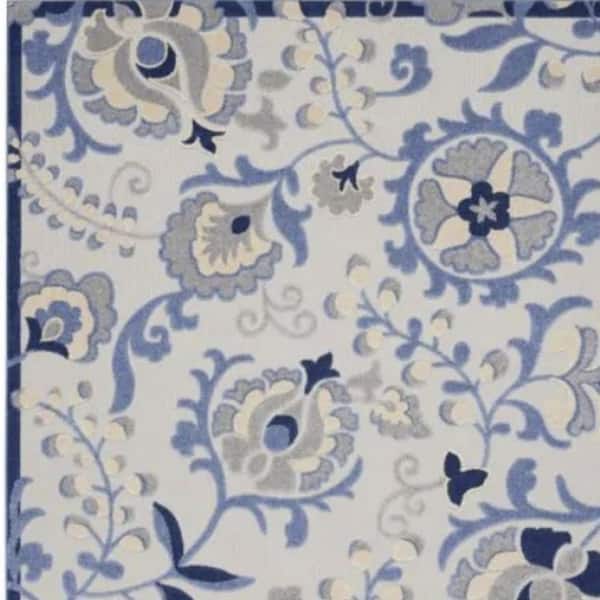 Blue, Gray 3 ft. x 4 ft. Woven Polypropylene Indoor/Outdoor Area Rug