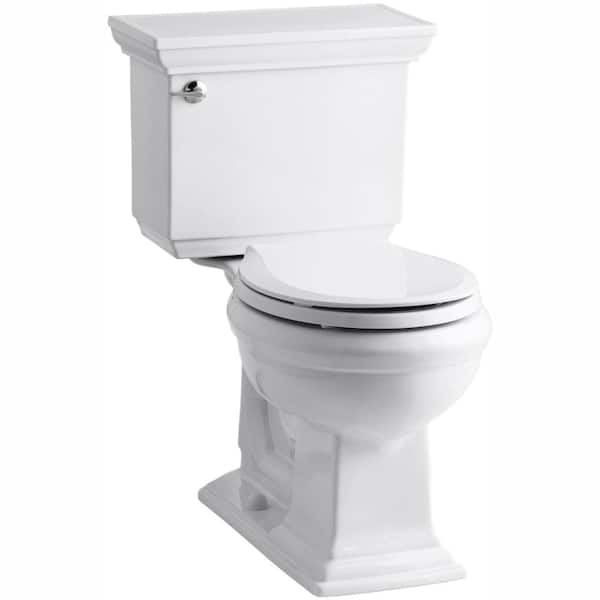 KOHLER Memoirs Stately Comfort Height 2-piece 1.28 GPF Single Flush Round Toilet in White, Cachet Q3 Toilet Seat Included