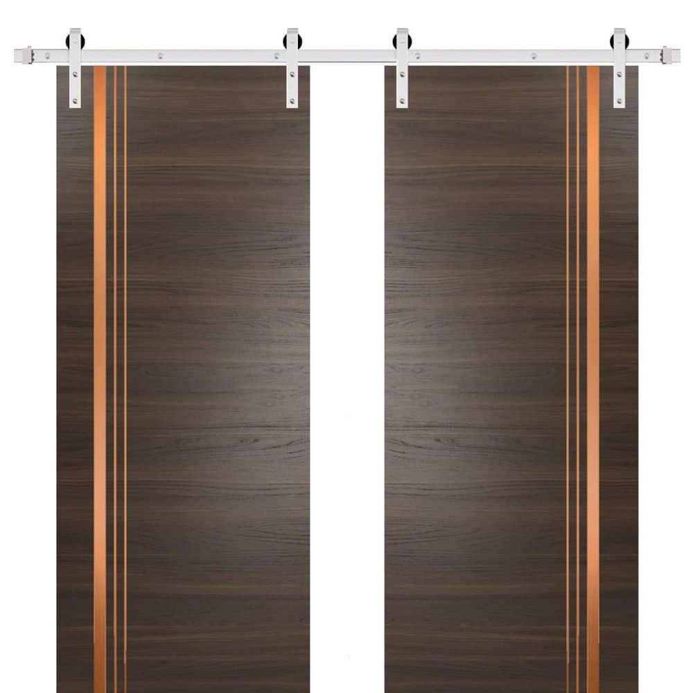 Assemble Required 32 in. x 84 in. 2-Panel Chocolate Ash Solid Wood with Honeycomb Sliding Barn Door with Hardware Kit price history on PriceWatchPro