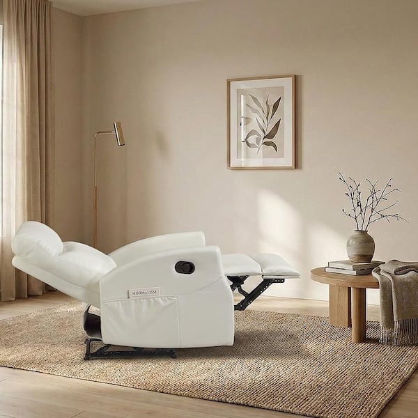 NO79 kinari Leatherworks商品　White５段 Lazzara Everton Beige Faux Leather Wall Hugger Manual Recliner
