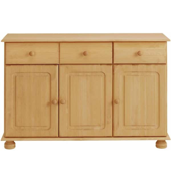 REALROOMS Chester Stain/Wax Wood 47in W Sideboard with 3 Doors and 2 Drawers