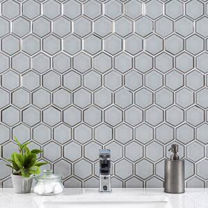 Ice Bevel Hexagon 12 in. x 10 in. x 8 mm Glass Mesh-Mounted Mosaic Tile (0.89 sq. ft./Each)