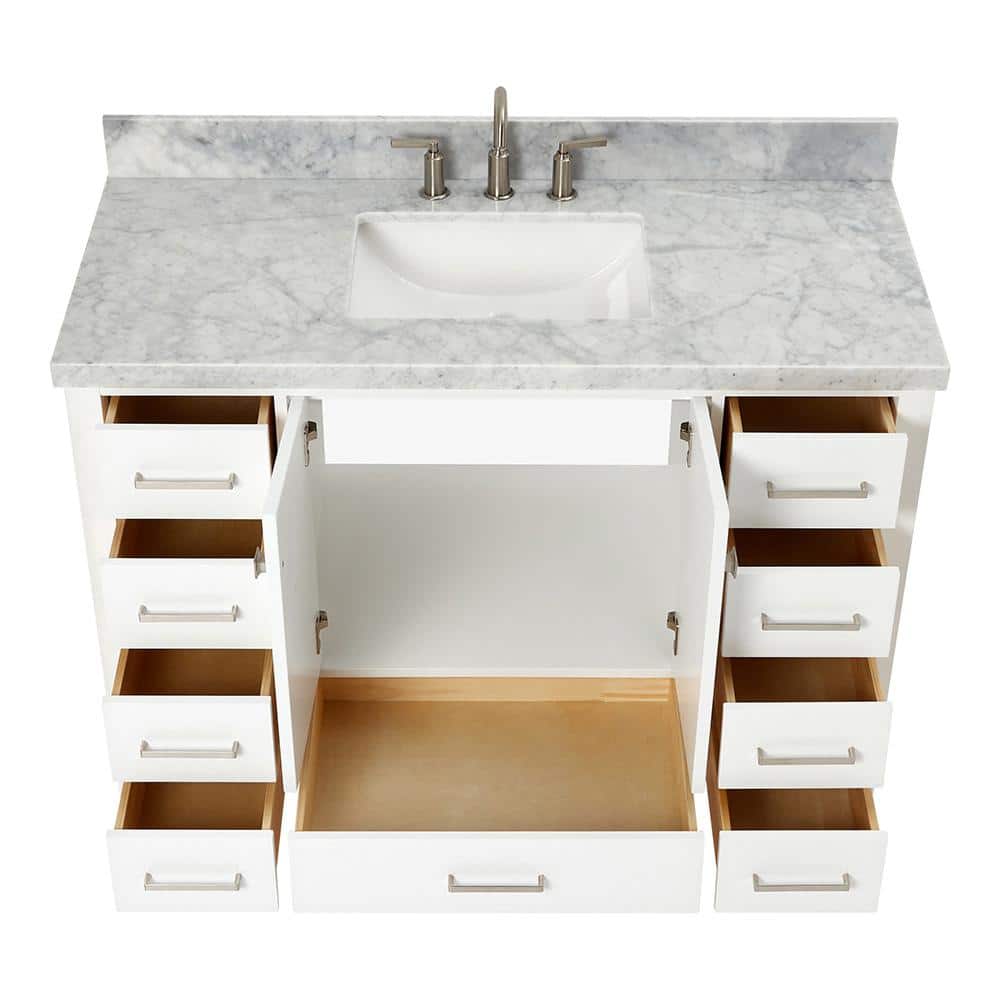 Cambridge 49" White Marble Top Single Sink Vanity