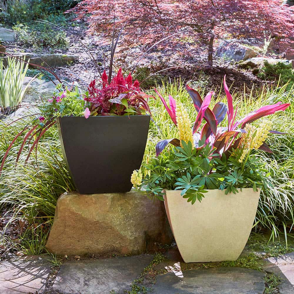 Large Coffee Square Outdoor Planter with UV Resistance