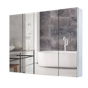 36 in. W x 26 in. H Rectangular Aluminum Recess or Surface Mount Medicine Cabinet with Mirror, Adjustable Glass Shelves
