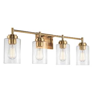 Brenton 31.25 in. 4-Lights Cool Brass Modern Bathroom Vanity Light