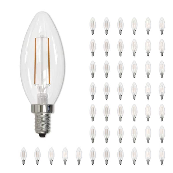 Bulbrite 40 - Watt Equivalent Warm White Light B11 (E12) Candelabra Screw Base Dimmable Clear 2700K LED Light Bulb (48-Pack)