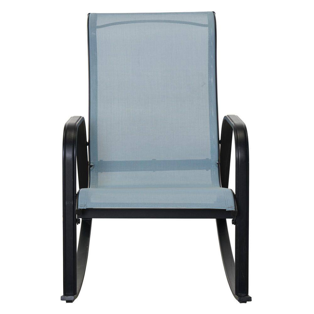 Grey Blue Metal Textilene Detachable Outdoor Rocking Chair