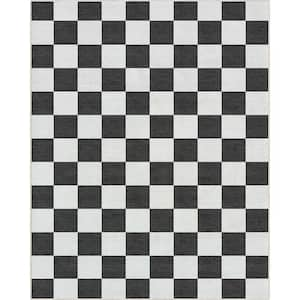 Black 5 ft. x 7 ft. Flat-Weave Apollo Square Modern Geometric Boxes Area Rug