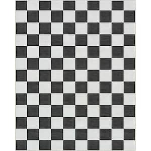 Black 7 ft. 10 in. x 9 ft. 10 in. Flat-Weave Apollo Square Modern Geometric Boxes Area Rug