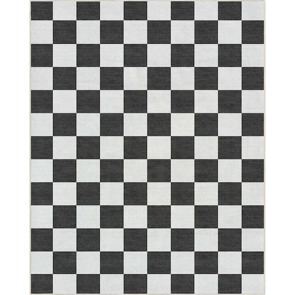 Well Woven Black 7 ft. 10 in. x 9 ft. 10 in. Flat-Weave Apollo Square Modern Geometric Boxes Area Rug