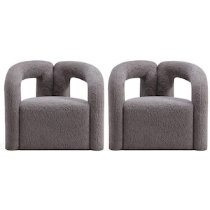 Darian Grey Modern Boucle Fabric Upholstered Accent Chair (Set of 2)