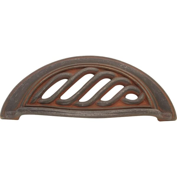 HICKORY HARDWARE Charleston Blacksmith 3 in. (76 mm) Rustic Iron Cup Cabinet Door and Drawer Pull