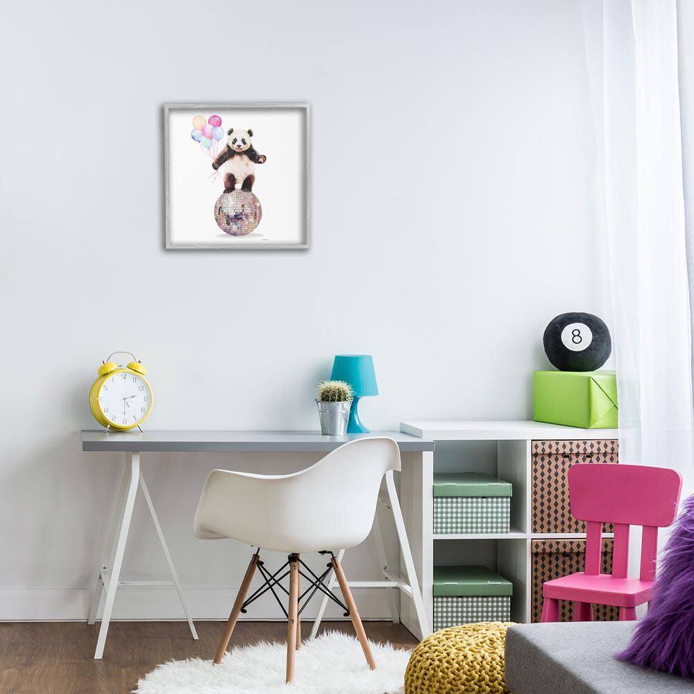 Panda and Balloons Disco by Amanda Greenwood Gray Framed Animal Giclee Art Print 17 in. x 17 in. price history on PriceWatchPro