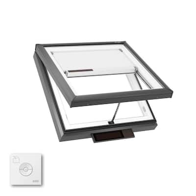 30-1/2 in. x 30-1/2 in. Solar Powered Venting Curb Mount Skylight with Laminated Low-E3 Glass and Room Darkening Shade