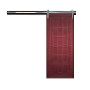 42 in. x 84 in. Whatever Daddy-O Carmine Wood Sliding Barn Door with Hardware Kit in Stainless Steel