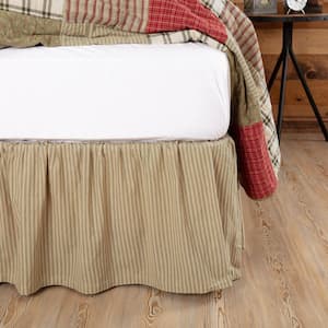 Prairie Winds 16 in. Farmhouse Green Ticking Stripe King Bed Skirt