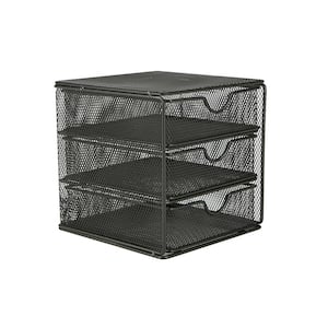 Mind Reader 2-Tier Black Mesh Cabinet Storage Organizer with Pull-Out Basket  HCABASK2T-BLK - The Home Depot