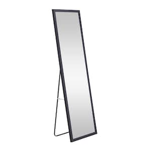 17 in. W x 60 in. H Rectangle Solid Wood Frame Black Full Length Mirror